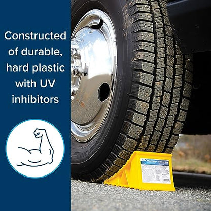 Camco Camper/RV Wheel Chock - Keeps Trailer in-Place to Safely Unhitch or Park - Compatible with Wheels Up to 26” in Diameter & Molded of Heavy-Duty Hard Plastic - 2-Pack (44414) - style: Standard Design