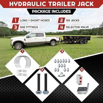 Hydraulic Trailer Jack (24,000 lb) - Power Jack 12K x 2 Double Acting, Lift Trailer Jack Stand with Hydraulic Power Unit (24k Jacks Weld On) PFJ-2-ADS-K - style: 24k Jack "Weld On"