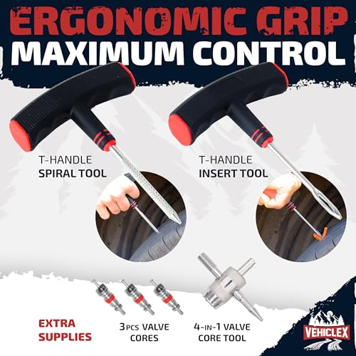 Tire Repair Kit for Plug and Patch - Vehiclex Essential Kit for Car, Motorcycle, ATV, Tractor, Lawn Mower - size: Compact kit