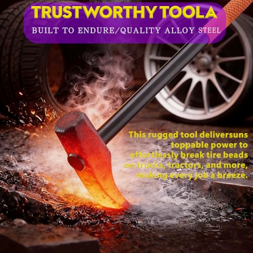3-Piece Heavy Duty Tire Tool Set with 32" Steel Tire Bead Breaker Hammer and Two 30" Tire Spoons, Professional Manual Tire Changing Kit for Semi Truck Bus Tractor and RV Tires