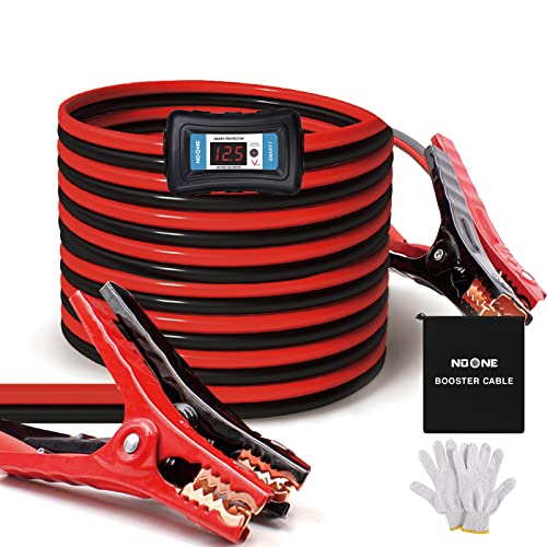 NOONE 2 Gauge Jumper Cable Heavy Duty Car Battery Clamps, for Jump Starting Dead or Weak Batteries Booster Cables with S7 Reverse Polarity Protection and Carry (2 Gauge 20 Feet) - size: 2 Gauge - 20 Feet