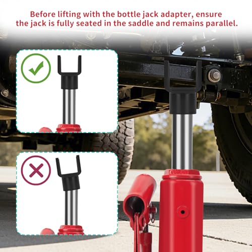 Bottle Jack Adapter for 12-Ton Jack - Fits 2/3/4 inch Round & 1.89" Square Tube - for RV, Truck, Trailer Jacks with Top Diameter < 1.61" - color: Black