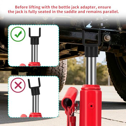 Bottle Jack Adapter for 12-Ton Jack - Fits 2/3/4 inch Round & 1.89" Square Tube - for RV, Truck, Trailer Jacks with Top Diameter < 1.61" - color: Black