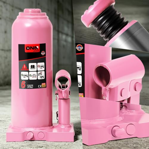 DNA Motoring 6 Tons / 12000 lbs Lifting Automotive Welded Hydraulic Bottle Jack for Car SUV Pickup Truck, Auto Repair, with Manual Handle & Carrying Storage Case, Pink - color: Pink, style: 6 ton