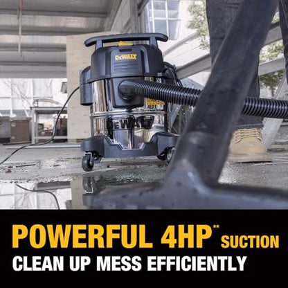 DEWALT 5 Gallon Stealthsonic Shop Vacuum Wet and Dry, 4 Peak HP Shop Vac | Ultra-Quiet Stainless Steel Wet Dry Vac, Heavy-Duty Vacuum Cleaner with 6 Dust Bages for Home, Workshop, Garage, Car - size: 5 Gallon (6 Dust Bag)