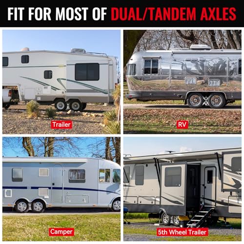 X-Shape Wheel Chocks Stabilizer for RV Travel Trailer Trucks, 2 Pack Silver Dual Axel Camper Wheel Chock Stabilizer for Anti-Motion Tire with Portable Bag and Wrench - color: Silver