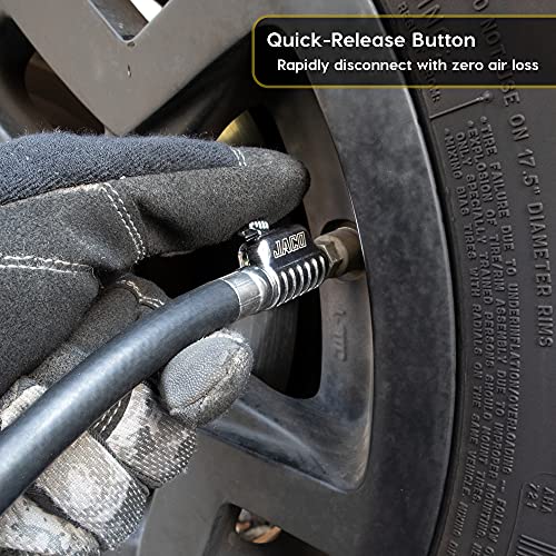 JACO Lightning S2X Quick-Connect Locking Tire Inflator Air Chuck Extension | Patented Lock-on Compressor Hose Attachment/Adapter (Open Flow) - style: Straight Head