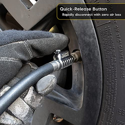 JACO Lightning S2X Quick-Connect Locking Tire Inflator Air Chuck Extension | Patented Lock-on Compressor Hose Attachment/Adapter (Open Flow) - style: Straight Head
