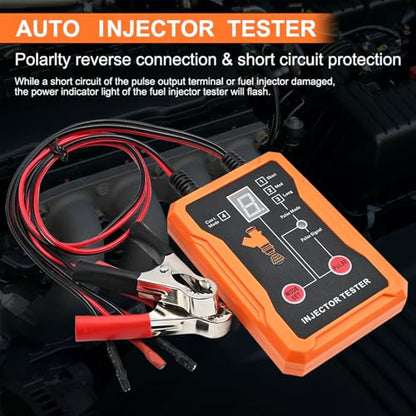 Aramox Fuel Injector Cleaning Tool Kit, Automobile Injector Tester with 8 Pulse Modes and Dual Channel for Gasoline Engine (White) - color: White