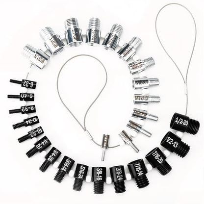 Nut and Bolt Thread Checker 28 Male/Female Thread Gauges (15 SAE/Inch & 13 Metric) Nut and Bolt Thread Size Checker Thread Identifier Gauges for Quickly Identify and Verify - size: 28 Gauges - 15 Inch & 13 Metric