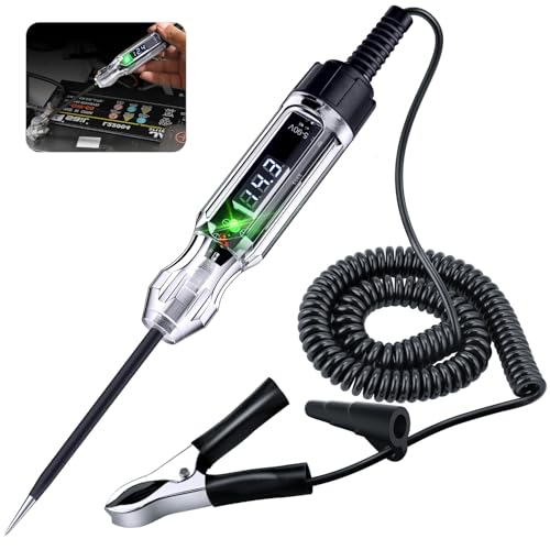 Automotive Test Light, Heavy Duty 5-90V Digital LED Electrical Tester, Circuit Tester with 140 Inch PU Spring Wire, Voltage Tester Pen for Checking Vehicle Car Truck Motorcycle Boat - size: 5V-90V
