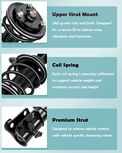 SCITOO Front Shock Absorber Assembly Fit for 2003-2005 for Honda Civic 1.7L Gas Models, Complete Shock and Strut Assembly Kit Fit for 172186 172185 2PCS - size: 2pcs-Front, style: 2003-2005 for Honda Civic