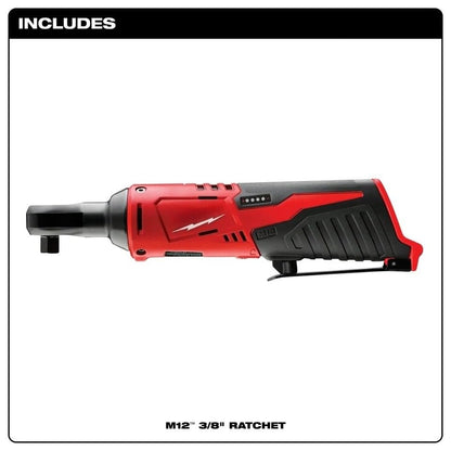 New 2457-20 Power Ratchet Wrenches for Milwaukee M12 12V Cordless 3/8” Ratchet Red - Bare Tool