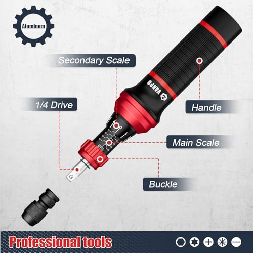 VANPO Torque Screwdriver, 10-80 In-lb, 24 Piece, Click Style for Gunsmith | 1 in-lb Increment, Grip ergonomics, 1/4 Inch Torque Wrench Screwdriver Set with S2 Bits for Electronics, Bike & DIYer - size: 10-80 inlb