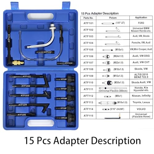 7.5L Transmission Fluid Pump Kit with 15 ATF Adapters, 2 Gallon Manual ATF Refill Kit,Transmission Fluid Transfer Pump (Blue) - color: blue