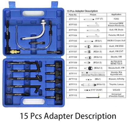 7.5L Transmission Fluid Pump Kit with 15 ATF Adapters, 2 Gallon Manual ATF Refill Kit,Transmission Fluid Transfer Pump (Blue) - color: blue