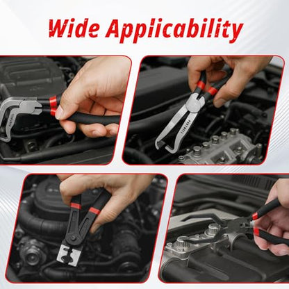 Electrical Disconnect Pliers Set – 3PC Electrical Disconnector Pliers for Cars, Fuel Line Disconnect Tool, and 1PCS Electrical Connector Plier – Automotive Electrical Tool Kit - color: Red-black