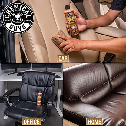 Chemical Guys, Leather Cleaner & Conditioner Kit for Cars & Home, 2 x 16 oz | Two-step kit cleans then conditions seats, furniture, bags and boots, pH-balanced for natural and sealed leather - style: 16 Fl Oz KIT