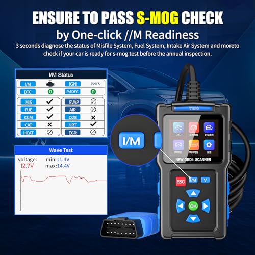 Check Engine Code Reader, OBD 2 Scanner T200, Car Diagnostic Scanner, Vehicle Code Reader for Cars and Trucks, Plug & Play with Live Data