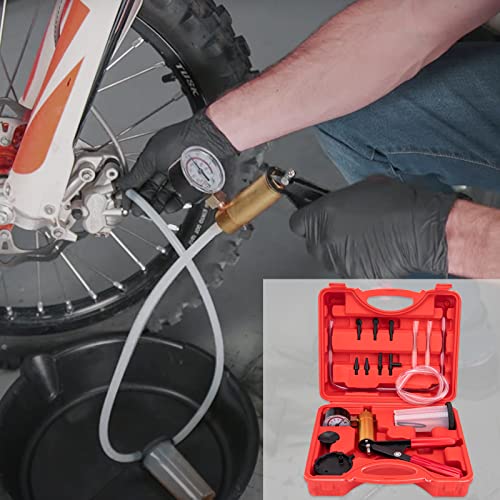 2 in 1 Brake Bleeder Kit, Hand Vacuum Pump Tester with Case and Adapters | One-person brake and clutch bleeding kit with hand vacuum pump, adapters, and case for cleaner, easier garage maintenance