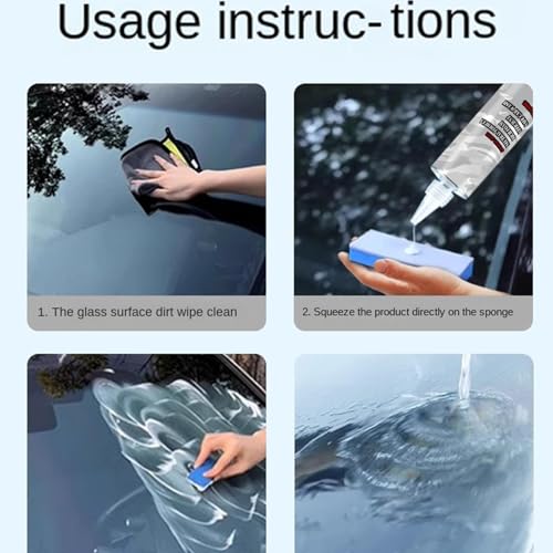 Oil Film Cleaner 150ML Exterior Grease Cleanser | with Sponge Auto Glass Cleaner for Automotive Exterior Detailing Coating SUV RV Vehicle Headlight Mirror