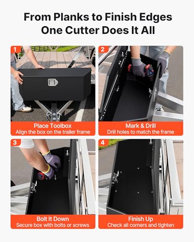 VEVOR Trailer Tongue Box, Heavy Duty Trailer Tongue Tool Box Storage Organizer, Utility Tool Chest for Pickup Truck Bed, RV, SUV, Off-Road Vehicle, Steel, 36" x 12" x 12", Upgraded Lock Version - size: 36" Black (with upgraded lock), style: Steel