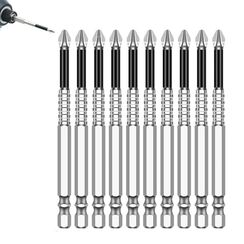 Magnetic Non-Slip Drill Bit Kit - High Magnetic S2 Alloy Steel Screwdriver Bits, Anti-Slip Hex Shank Set (25/50/65/70/90/150mm) for Impact Driver & Electric Drill (10, 100L) - size: 100L