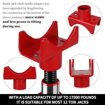 Bottle Jack Adapters, Axle Saddle for 2", 3", 4" Round & 2" Square Tube, Bottle Jack Extension for RV Trailer, Within 1.5" Lifting Platform, Garage, Farm & Ranch (Red) - color: Red