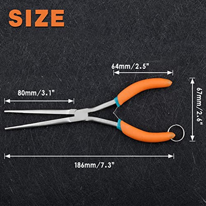7 Inches Extra Long Needle Nose Pliers Serrated Jaw, with Lanyard | Long Nose Pliers for Jewelry Making, Electronic Repair, Wire Wrapping, Fishing Hook Remover, Hard-to-Reach Narrow Spaces - style: Extra Long Nose