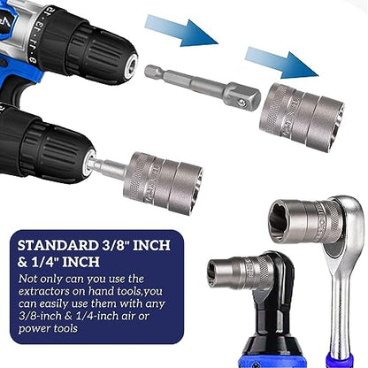 Bolt Extractor Kit, 32 Pieces Rounded Bolt Remover | Extractor Socket Set Removes Damaged, Frozen, Rusted, Rounded-Off Bolts, Nuts & Screws