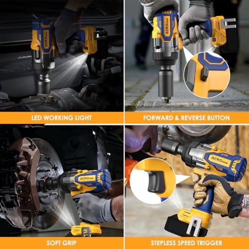 Cordless Impact Wrench 3/4" for DEWALT 20V Battery | High Torque 1850FT-LBS Brushless Impact Driver, Auto-Stop Reverse, Variable Speed, Heavy Duty Impact Gun (Bare Tool) - size: 1850 FT-LBS