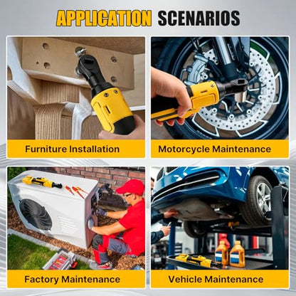 3/8" Cordless Ratchet Wrench,Compatible with DEWALT 20V MAX Battery,73.6 Ft-Lbs (100N.m) Brushless Electric Wrench Ratchet with Variable Speed Trigger,7 Sockets,1/4" Adaptor,3" Extension Bar