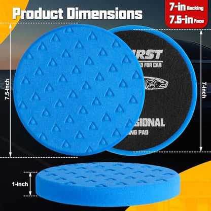 Polishing Pad 7.5 Inch 8 Pcs Foam Buffing Pads Kit with Wool Pads | Complete Cutting, Polishing and Final Finishing Workflow - size: 7.5 Inch