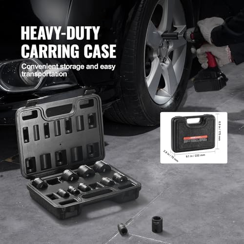 VEVOR 3/8" Drive Impact Socket Set, 12 Piece Shallow Socket Set SAE 5/16"-1", 6 Point Cr-Mo Alloy Steel for Auto Repair, Easy-to-Read Size Markings, Rugged Construction, Includes Storage Case - style: 3/8" 12PCS CR-MO