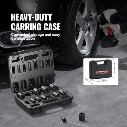 VEVOR 3/8" Drive Impact Socket Set, 12 Piece Shallow Socket Set SAE 5/16"-1", 6 Point Cr-Mo Alloy Steel for Auto Repair, Easy-to-Read Size Markings, Rugged Construction, Includes Storage Case - style: 3/8" 12PCS CR-MO