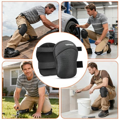 Professional Anti-Slip Knee Pads with Adjustable Straps, Kneepad Heavy Duty Foam Padding for Gardeners, Workers, Sports, Black, Black 1 Pairs