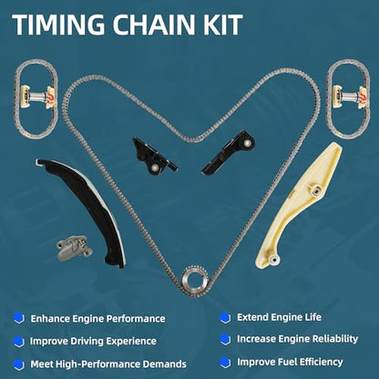 Timing Chain Kit with Water Pump & Camshaft Holding Tool with Timing Alignment Holder Tool Kit For Ford Edge Explorer Flex Taurus Mustang Lincoln MKS MKX 3.5L 3.7L V6 2011-2019 BL3Z-6268-A 303-1248