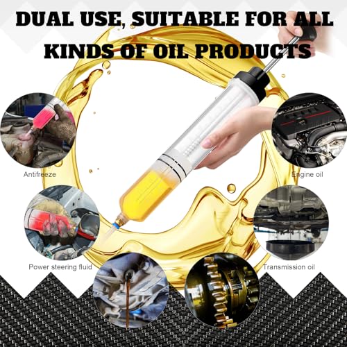 Lothee 2 Pack 500cc Automotive Fluid Extractor Pump Oil Extractor Hand Syringe Pump with Hose Manual Suction Vacuum Fuel Car Transfer for Power Steering, Hydraulic Fluid(Black) - color: Black
