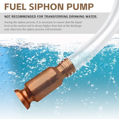 NTNEV 3/4" Car Safety Siphon Hose, Fit for Gasoline/Fuel/Water Transfer, Car Universal Transparent PVC Tube Manual Pump, Universal for Most Car Accessories (Copper Valve 6FT)