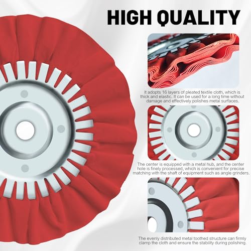 8 Inch Buffing Wheel Kit for Angle Grinder, 9PCS Airway Polishing Wheel Set with Polishing Compounds, Metal Buffing Pads for Stainless Steel Aluminum Chrome Car Polishing, 5/8" Arbor Hole