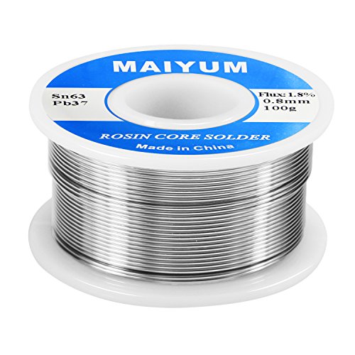 MAIYUM 63-37 Tin Lead Rosin Core Solder Wire for Electrical Soldering (0.8mm 100g) - color: 0.8mm 100g