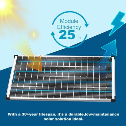 ACOPOWER Solar Panel 175Watt 12 Volt,Monocrystalline High-Efficiency 175 Watt PV Module Power Charger for RV Caravan Marine Camper Rooftop Farm Battery and Other Off-Grid Applications - size: 175W