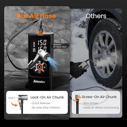 S9 Portable Air Compressor, 21s Ultra Fast Inflate, 2 In 1 Tire Inflator with Safety Hammer & Premium Gift Box, Cordless with Dual Power Supply, 150 PSI Electric Air Pump for Car,Bike,Truck