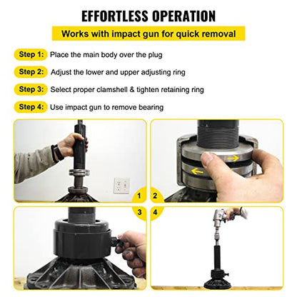 VEVOR Carrier & Pinion Bearing Puller, Compatible with Dana 30, 40, 60, 70, Ford 9" Bearings, Pinion Puller Tool with 2 Clamshells, 45# Steel Clamshell Carrier Bearing Puller for Auto Repair - style: 1-Piece Bearing