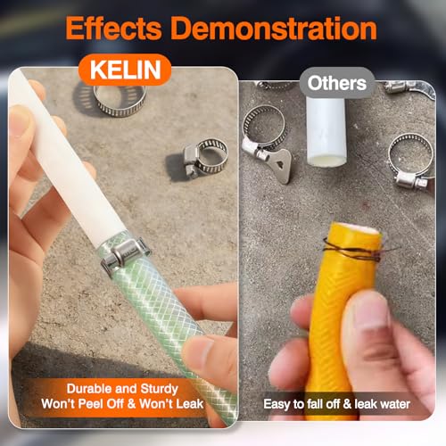 KELIN 202PCS 304 Stainless Steel Hose Clamp Kit, 8 Sizes from 1/4" to 2" (6-51mm) Adjustable Worm Gear Clamps with Socket Wrench & Screwdriver, Automotive Fuel Line Water Pipe Clamps Assortment Set - size: 202PCS