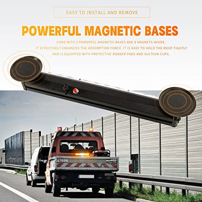 14.8" Battery Powered Emergency Strobe Lights Bar for Trucks/Vehicles Rechargeable Wireless Rooftop Mini Hazard Flashing LED Beacon Warning Light (R/W/B/Y) - color: #06 R/W/B/Y