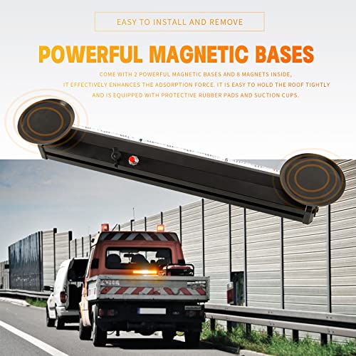 14.8" Battery Powered Emergency Strobe Lights Bar for Trucks/Vehicles Rechargeable Wireless Rooftop Mini Hazard Flashing LED Beacon Warning Light w/Magnetic Base (B/W) - color: #07 B/W/B/W