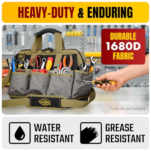 Ryker 16’’ Heavy Duty Tool Bag. Tool Box Organizer for Electrician & Plumber - color: 16-Inch Tool Bag