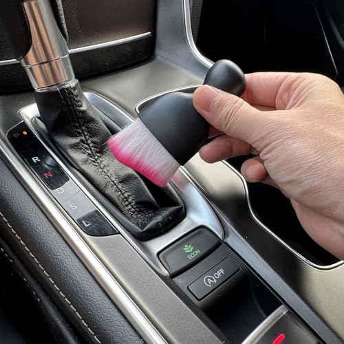 Car Detailing Brush, Soft Bristle Cleaning Brush, Scratch-Free Auto Duster Tool for Dashboard, Air Vents, Leather & Interior Cleaning (Black&Rose) - color: Black&Rose