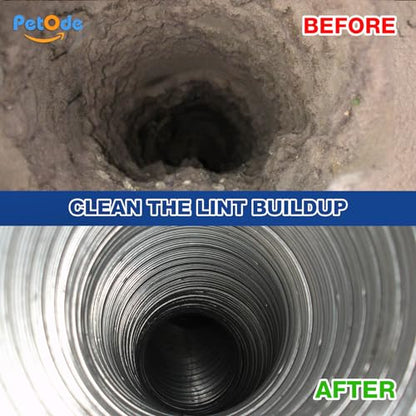 PetOde 42-Feet Dryer Vent Cleaner Kit, Lint Remover，Upgraded Flexible Quick-Snap Brush with Drill Attachment,Extends Up to 42 FEET for Easy Cleaning，Cleaning Tools Use with/Without a Power Drill（New） - size: 41 feet